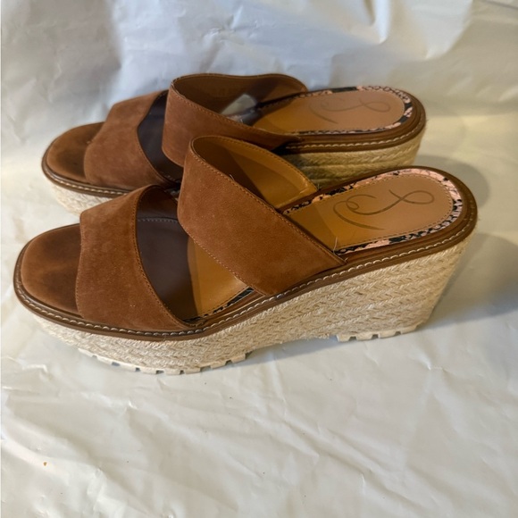 SAM EDELMAN Luca  Leather Wedge Platform Jute Sandals Womens Size 9.5 - Picture 7 of 9
